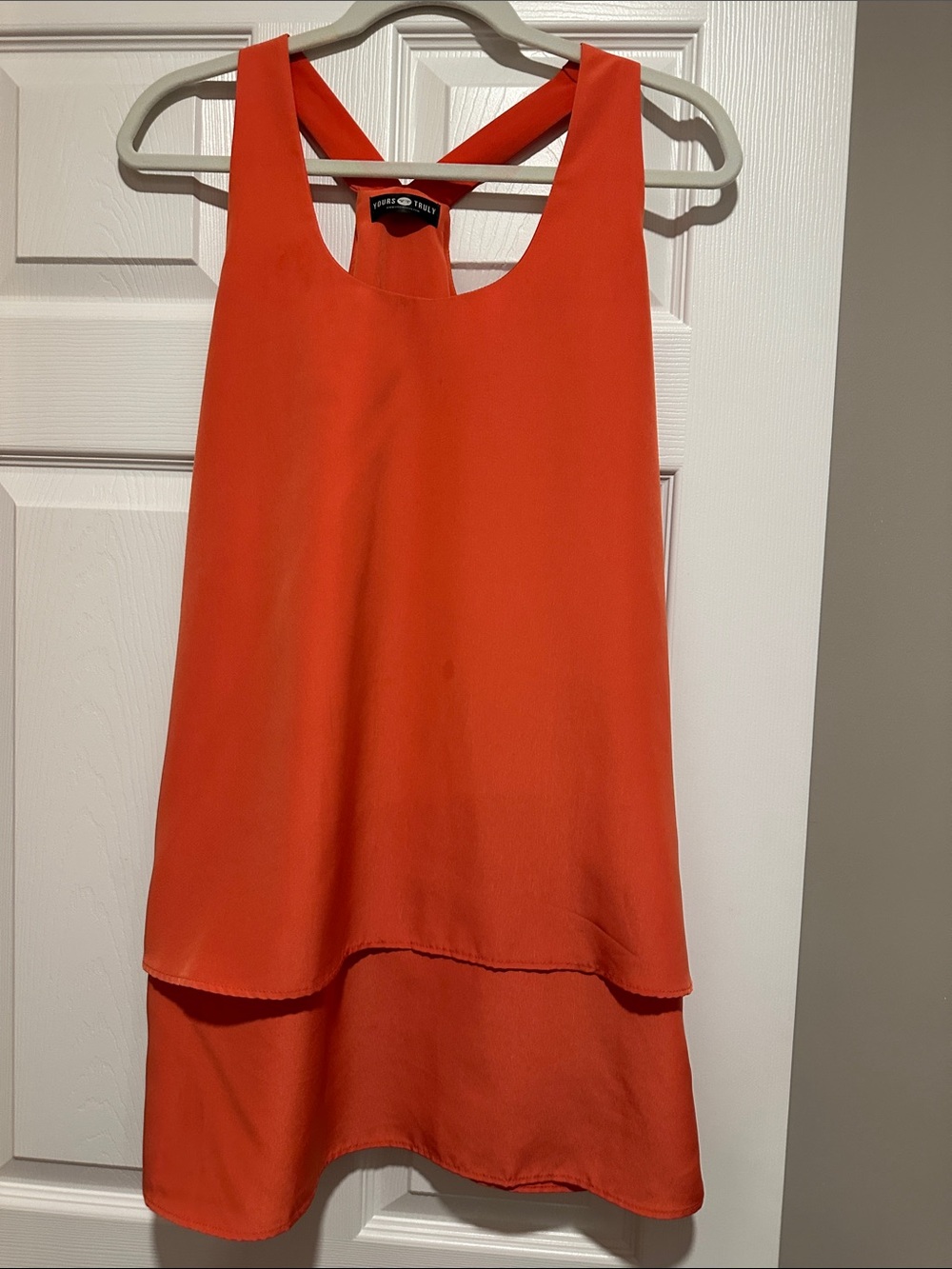 Cross-Back Tiered Orange Tank Dress